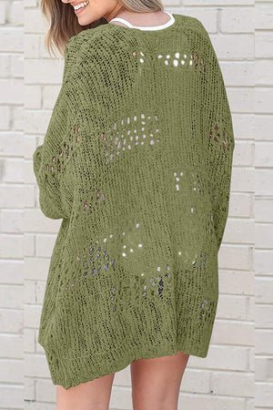 Openwork Open Front Long Sleeve Cardigan-Teresa's Fashionista LLC