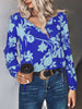 Printed Tie Neck Long Sleeve Blouse-Teresa's Fashionista LLC