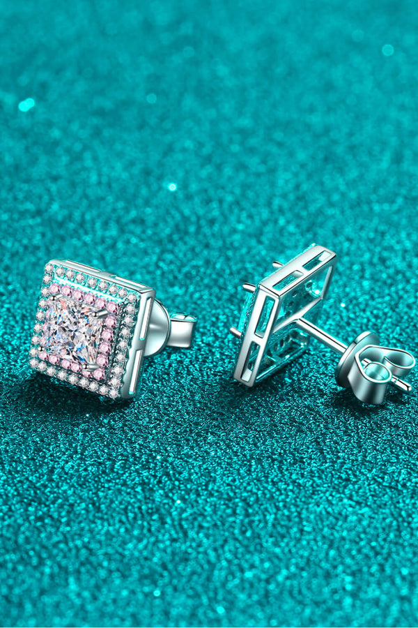 Moissanite Square Stud Earrings-Teresa's Fashionista LLC