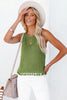 Openwork Tassel Hem Knit Tank-Teresa's Fashionista LLC
