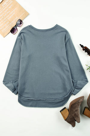 Side Slit Drop Shoulder Sweatshirt-Teresa's Fashionista LLC