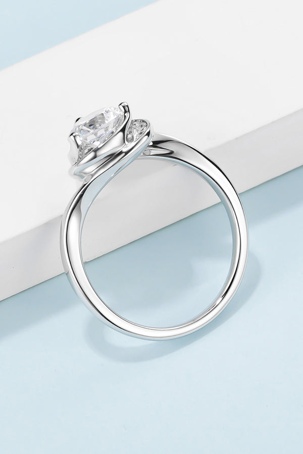 1 Carat Moissanite 925 Sterling Silver Heart Ring-Teresa's Fashionista LLC