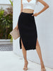 Ribbed Side Slit Midi Skirt-Teresa's Fashionista LLC