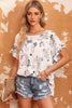 Floral Boat Neck Flounce Sleeve Blouse-Teresa's Fashionista LLC