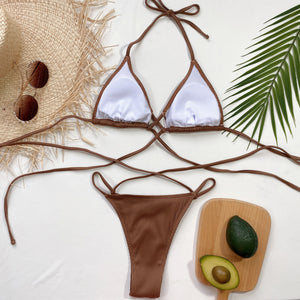 Halter Neck Crisscross Ribbed Bikini Set-Teresa's Fashionista LLC