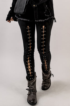 Grommet Lace Up Leggings-Teresa's Fashionista LLC