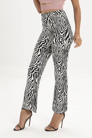 Zebra Print Straight Leg Pants-Teresa's Fashionista LLC