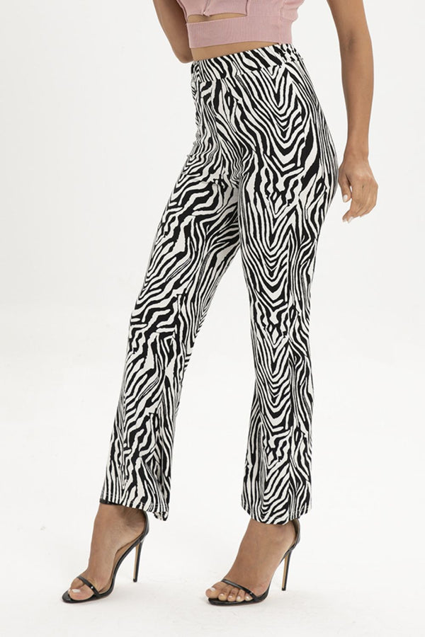 Zebra Print Straight Leg Pants-Teresa's Fashionista LLC