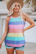 Striped Curved Hem Tank-Teresa's Fashionista LLC