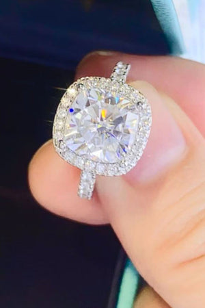 3 Carat Moissanite 925 Sterling Silver Square Ring-Teresa's Fashionista LLC