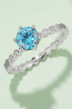1 Carat Moissanite 6-Prong 925 Sterling Silver Ring-Teresa's Fashionista LLC