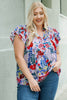 Plus Size Floral Smocked Flutter Sleeve Blouse-Teresa's Fashionista LLC