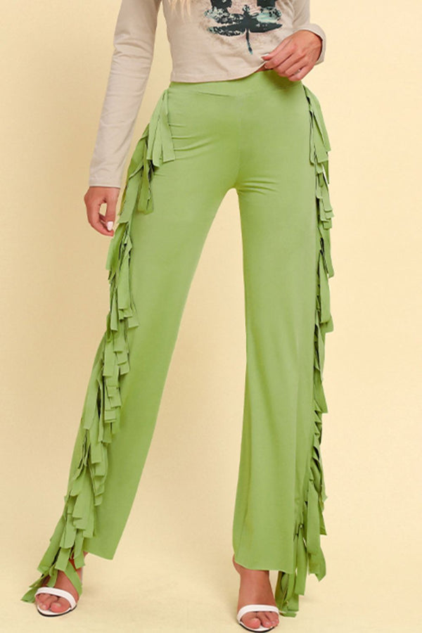 Fringe Trim Wide Leg Pants-Teresa's Fashionista LLC