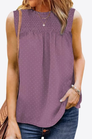 Smocked Tie Back Frill Trim Tank-Teresa's Fashionista LLC