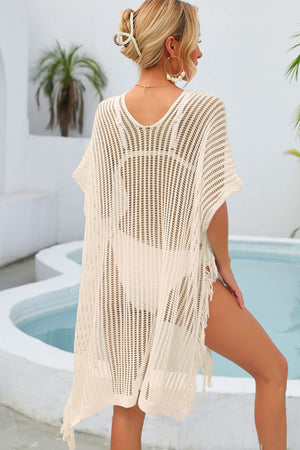 Fringe Trim Openwork Cover Up-Teresa's Fashionista LLC