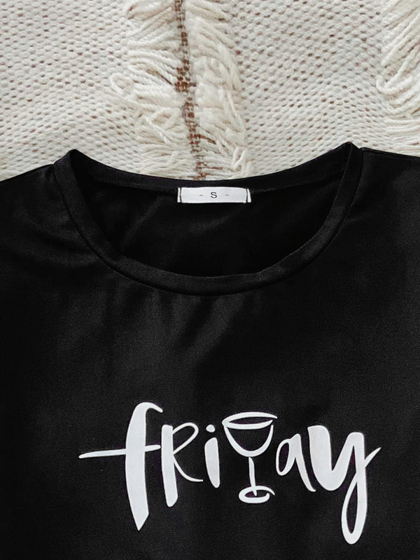 Graphic Tee and Panda Print Shorts Lounge Set-Teresa's Fashionista LLC