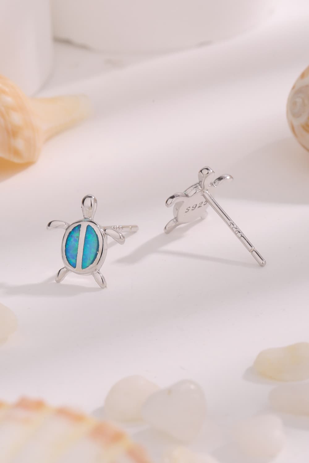 Opal Turtle 925 Sterling Silver Stud Earrings-Teresa&#39;s Fashionista LLC