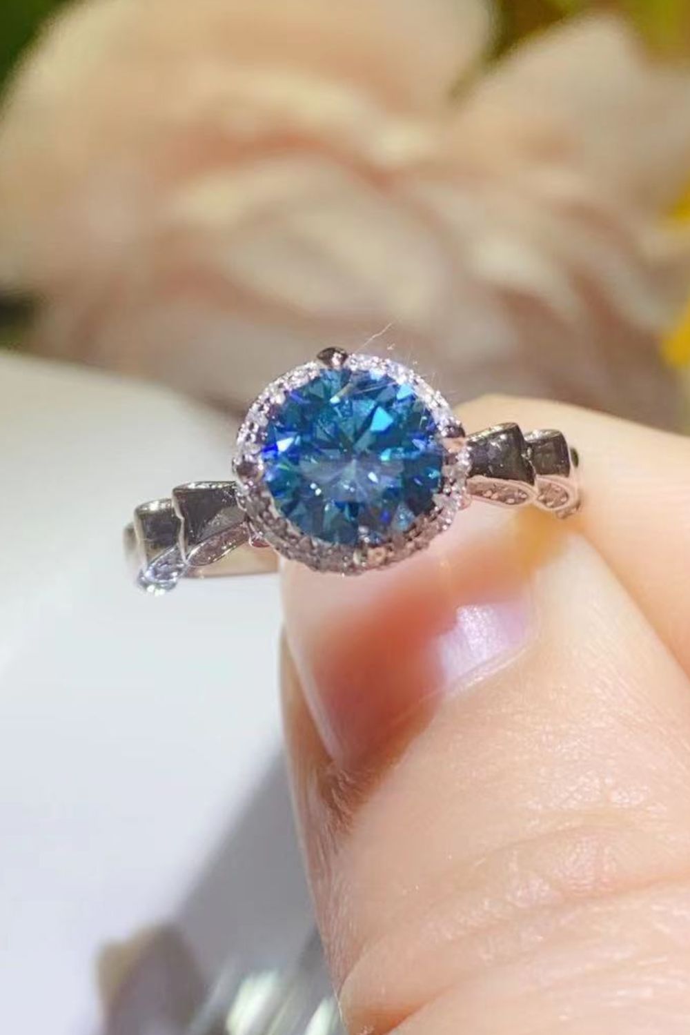 925 Sterling Silver 1 Carat Moissanite Cluster Ring-Teresa's Fashionista LLC