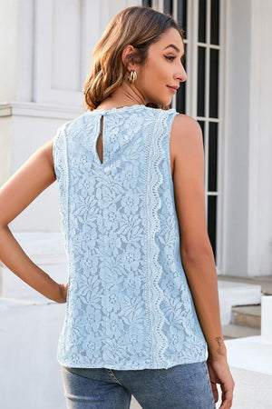 Lace V-Neck Tank-Teresa's Fashionista LLC