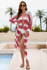 Striped Open Front Side Slit Duster Cover Up-Teresa's Fashionista LLC