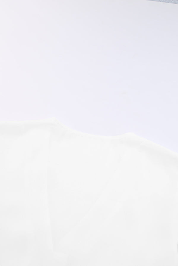 V-Neck Tie Hem Flutter Sleeve Blouse-Teresa's Fashionista LLC
