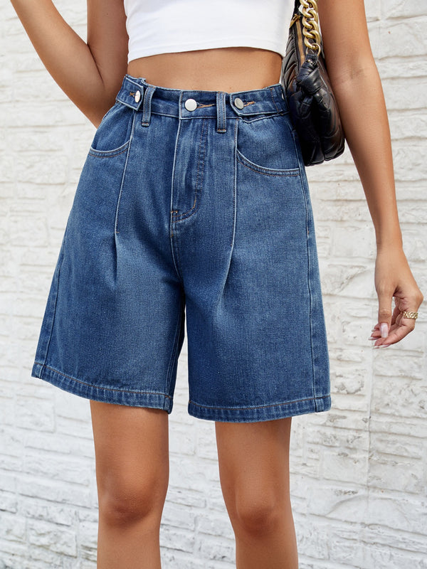 High Waist Denim Shorts with Pockets-Teresa's Fashionista LLC