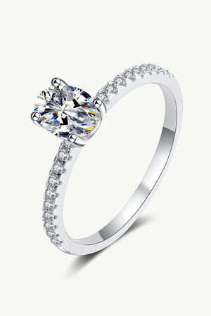 925 Sterling Silver Inlaid 1 Carat Moissanite Ring-Teresa's Fashionista LLC
