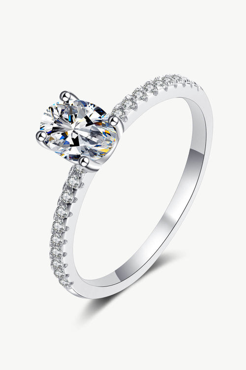 925 Sterling Silver Inlaid 1 Carat Moissanite Ring-Teresa's Fashionista LLC