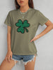 Lucky Clover Round Neck T-Shirt-Teresa's Fashionista LLC