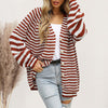 Striped Button Down Long Sleeve Cardigan-Teresa's Fashionista LLC