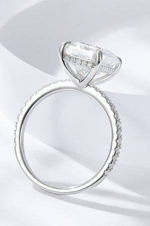 Emerald Cut 4 Carat Moissanite Side Stone Ring-Teresa's Fashionista LLC