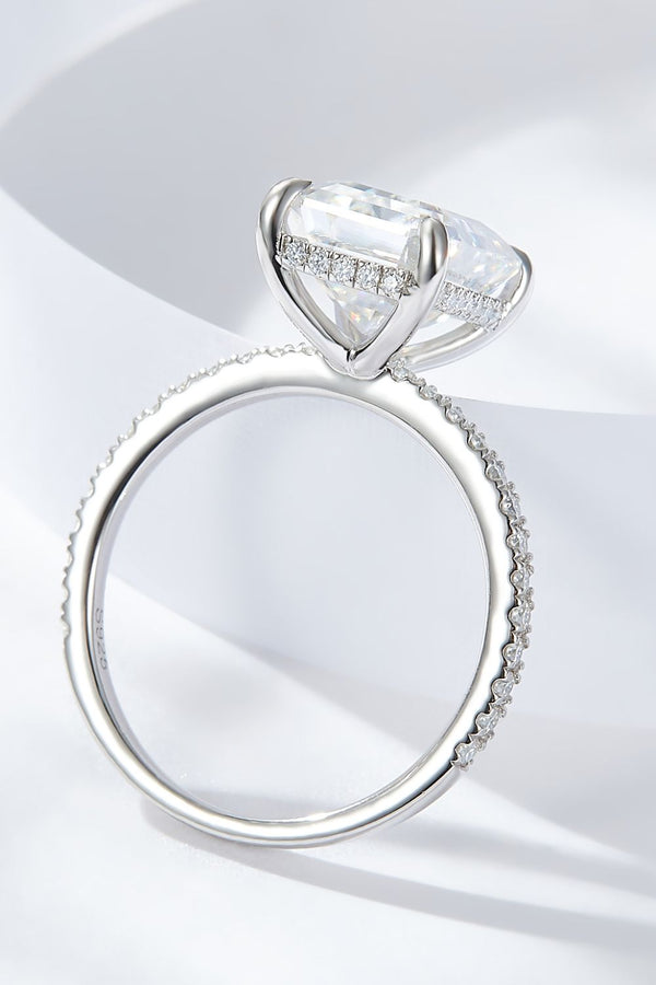 Emerald Cut 4 Carat Moissanite Side Stone Ring-Teresa's Fashionista LLC