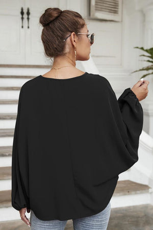 Tie Neck Balloon Sleeve Blouse-Teresa's Fashionista LLC