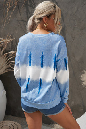 Tie-Dye Drop Shoulder Round Neck Sweatshirt-Teresa's Fashionista LLC