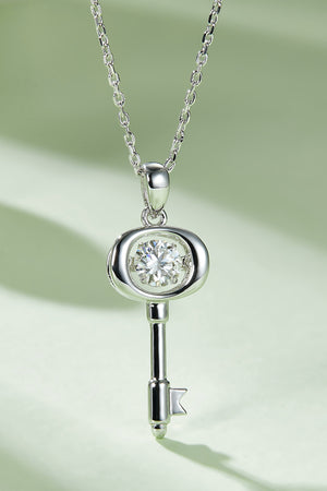 Moissanite Key Pendant Necklace-Teresa's Fashionista LLC