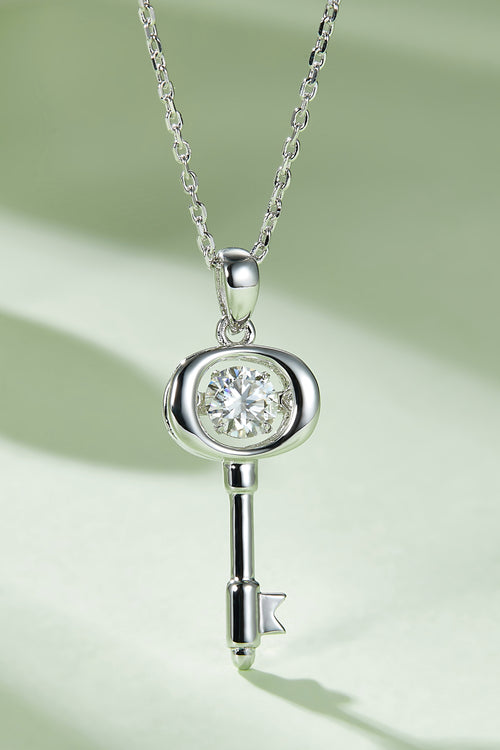 Moissanite Key Pendant Necklace-Teresa's Fashionista LLC
