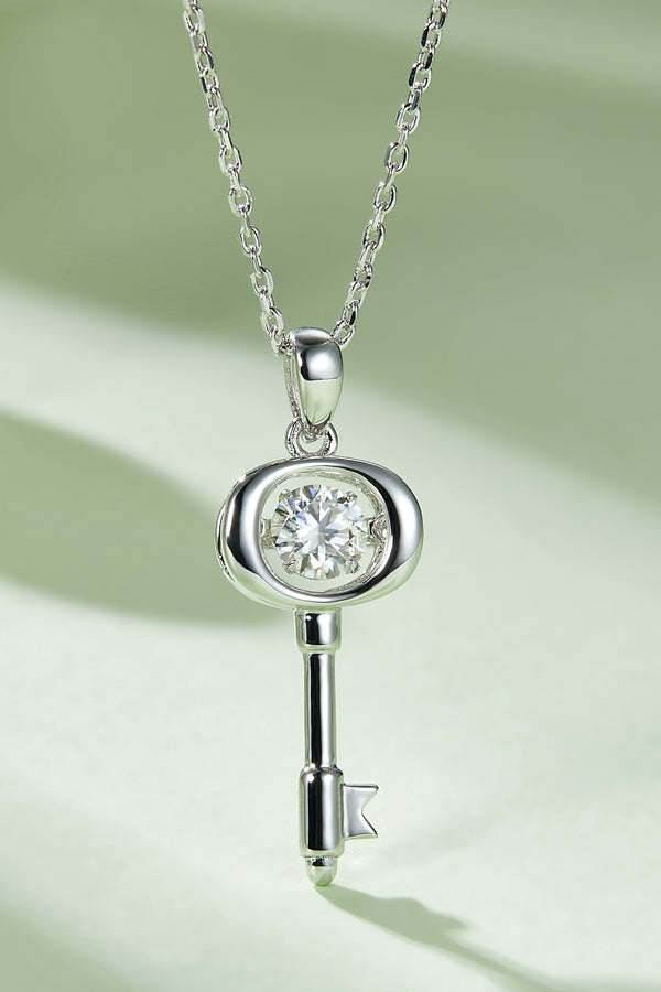 Moissanite Key Pendant Necklace-Teresa's Fashionista LLC