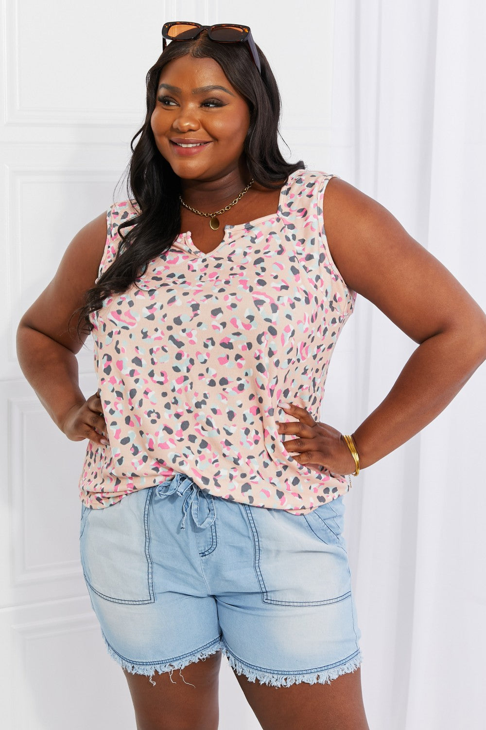 Heimish Full Size Printed Sleeveless Top-Teresa's Fashionista LLC