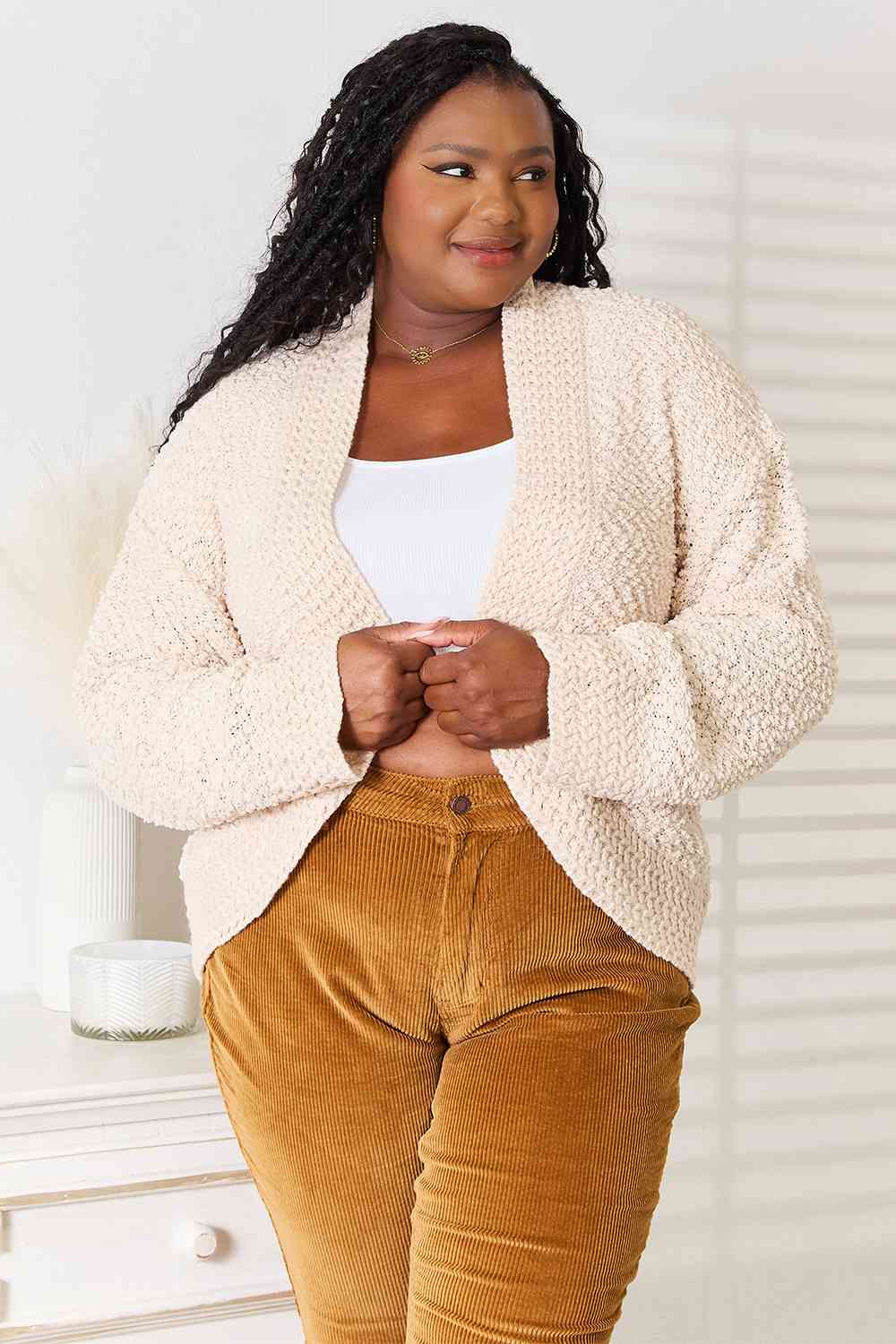 Double Take Open Front Long Sleeve Cardigan-Teresa's Fashionista LLC
