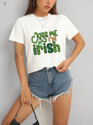 KISS ME I'M IRISH Round Neck T-Shirt-Teresa's Fashionista LLC