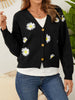 Flower Button Front Dropped Shoulder Cardigan-Teresa's Fashionista LLC