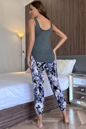 Scoop Neck Tank and Floral Cropped Pants Lounge Set-Teresa's Fashionista LLC