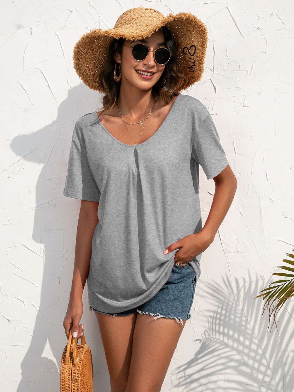 Lace Trim Short Sleeve Top-Teresa&#39;s Fashionista LLC