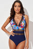 Printed Mesh Plunge One-Piece Swimsuit-Teresa's Fashionista LLC