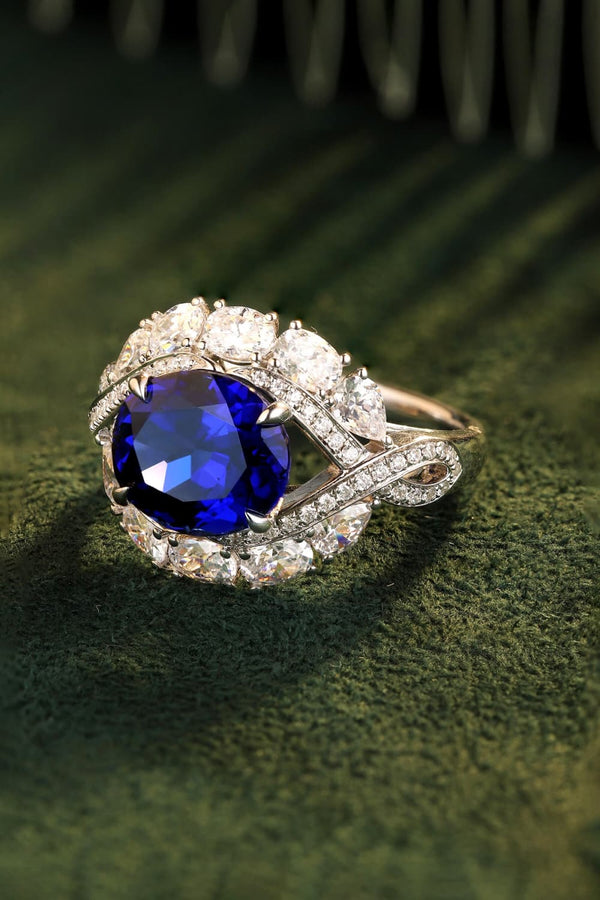 5 Carat Lab-Grown Sapphire Platinum-Plated Ring-Teresa's Fashionista LLC