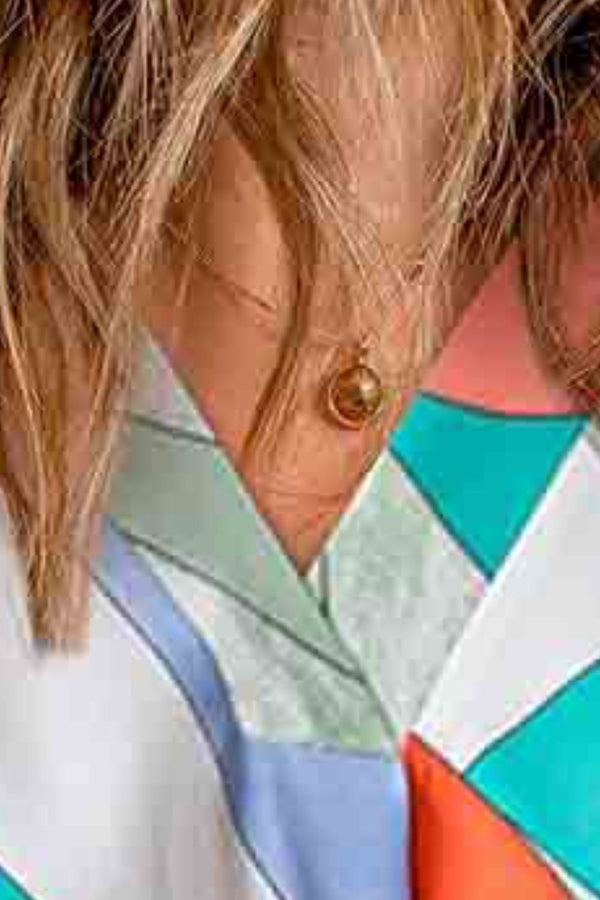 Printed V-Neck Short Sleeve Blouse-Teresa's Fashionista LLC