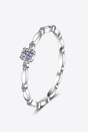 Moissanite 925 Sterling Silver Rhodium-Plated Ring-Teresa's Fashionista LLC