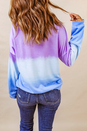 Tie-Dye Drop Shoulder Round Neck Sweatshirt-Teresa's Fashionista LLC