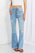 Vibrant MIU Full Size Jess Button Flare Jeans-Teresa's Fashionista LLC
