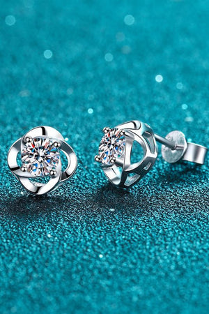 It's Your Day Moissanite Rhodium-Plated Stud Earrings-Teresa's Fashionista LLC